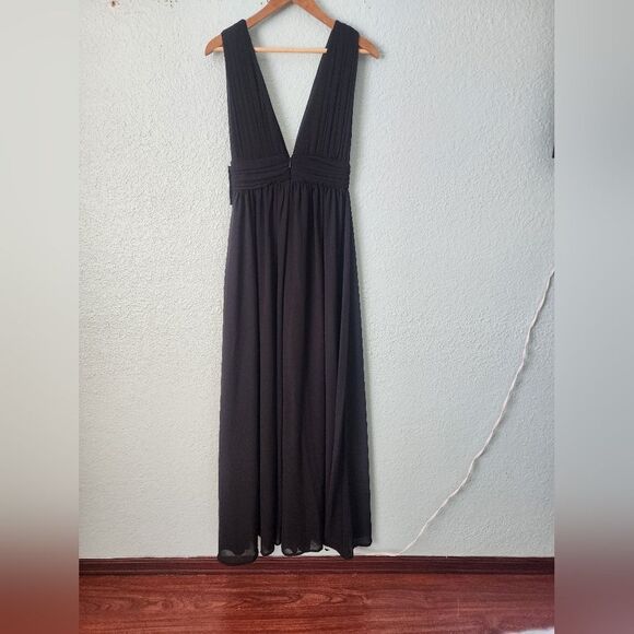 Lulu's Black Sleeveless V-Neck Sundress Front Slit New With Tags - Picture 1 of 11